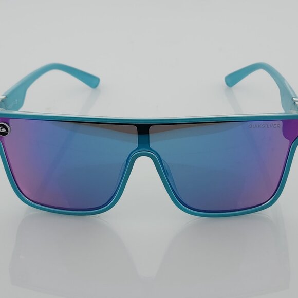 Quiksilver Shield Sunglasses Electric Blue Frame Flash Blue-Purple Mirror Lens - Picture 5 of 12